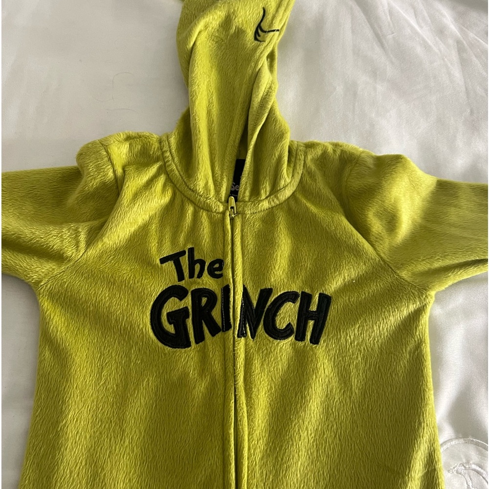 Grinch Fleece Onesie Pajamas - Matching Family Adult Kids Hooded Costume